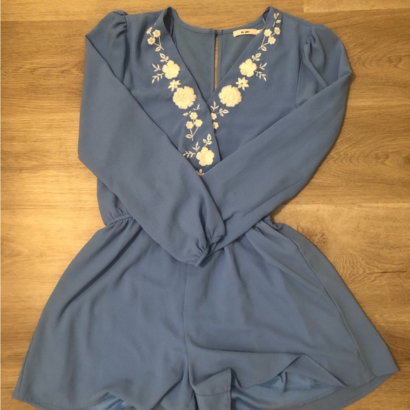 Size Small, light blue, embroidered romper! - Picture 2 of 3